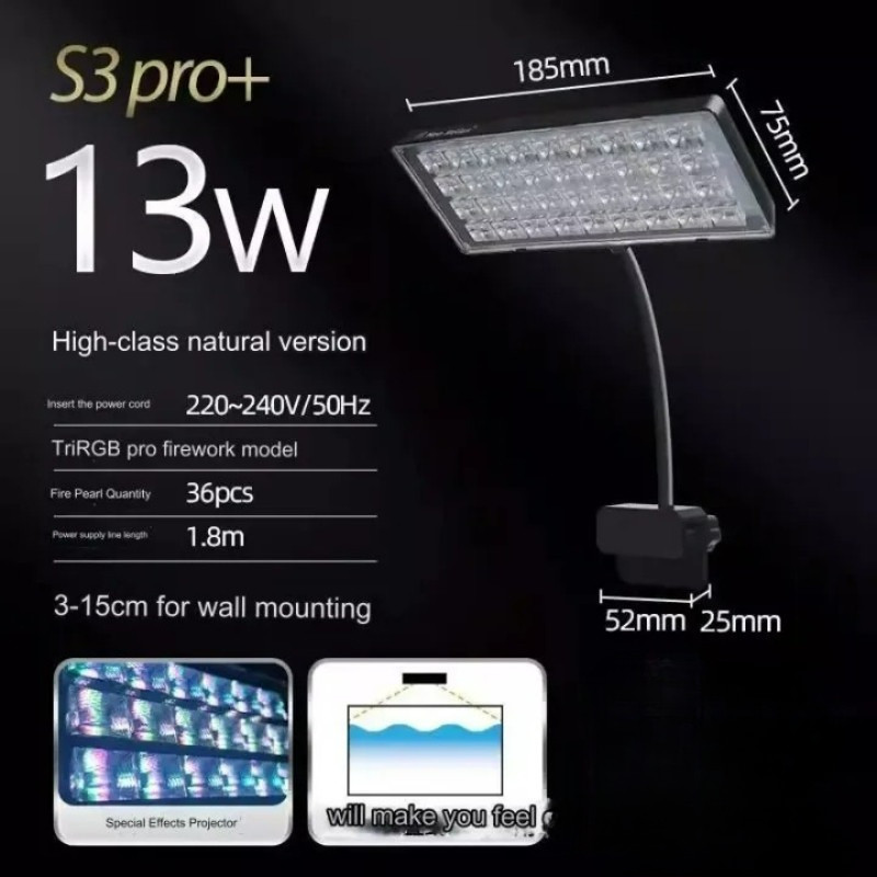 โคมไฟ 13W สามารถปรับได้ 360° โคมไฟตู้ปลา LED RGB โคมคลิป กันน้ำสำหรับปลูกพืชในตู้ปลา Aquarium Fish Tank Light