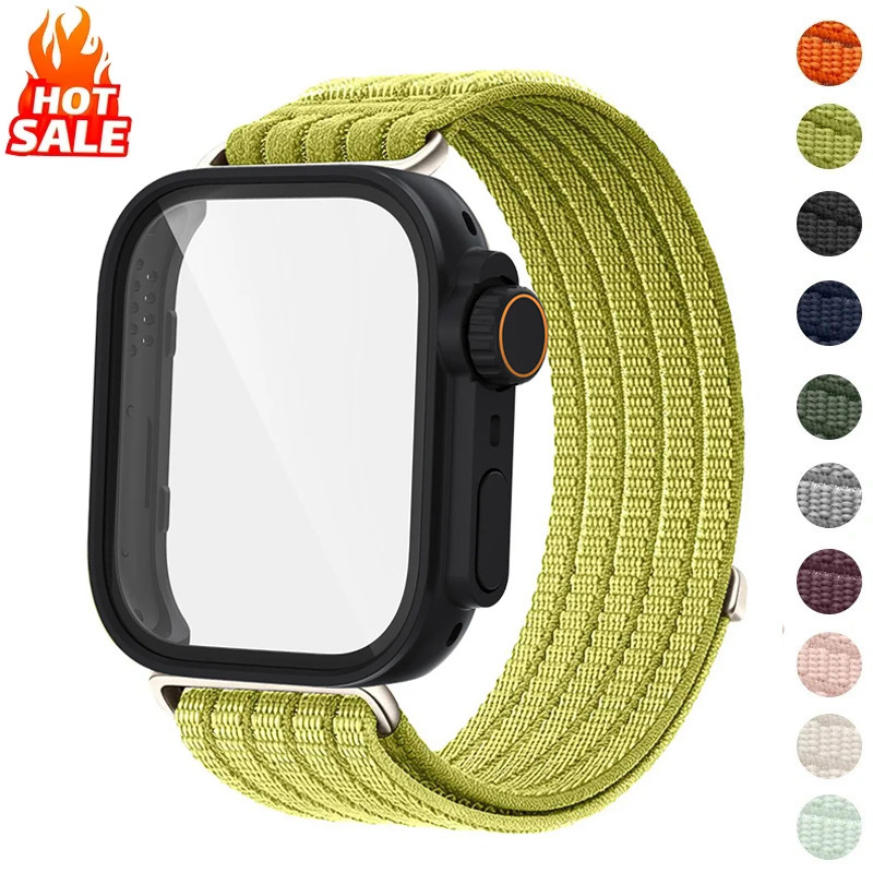 สายรัดไนลอนพร้อมเคส PC ป้องกันหน้าจอ สําหรับ Huawei Watch Fit 5 Pro/Fit 5/Fit 4 Pro/Fit 4/Fit 3
