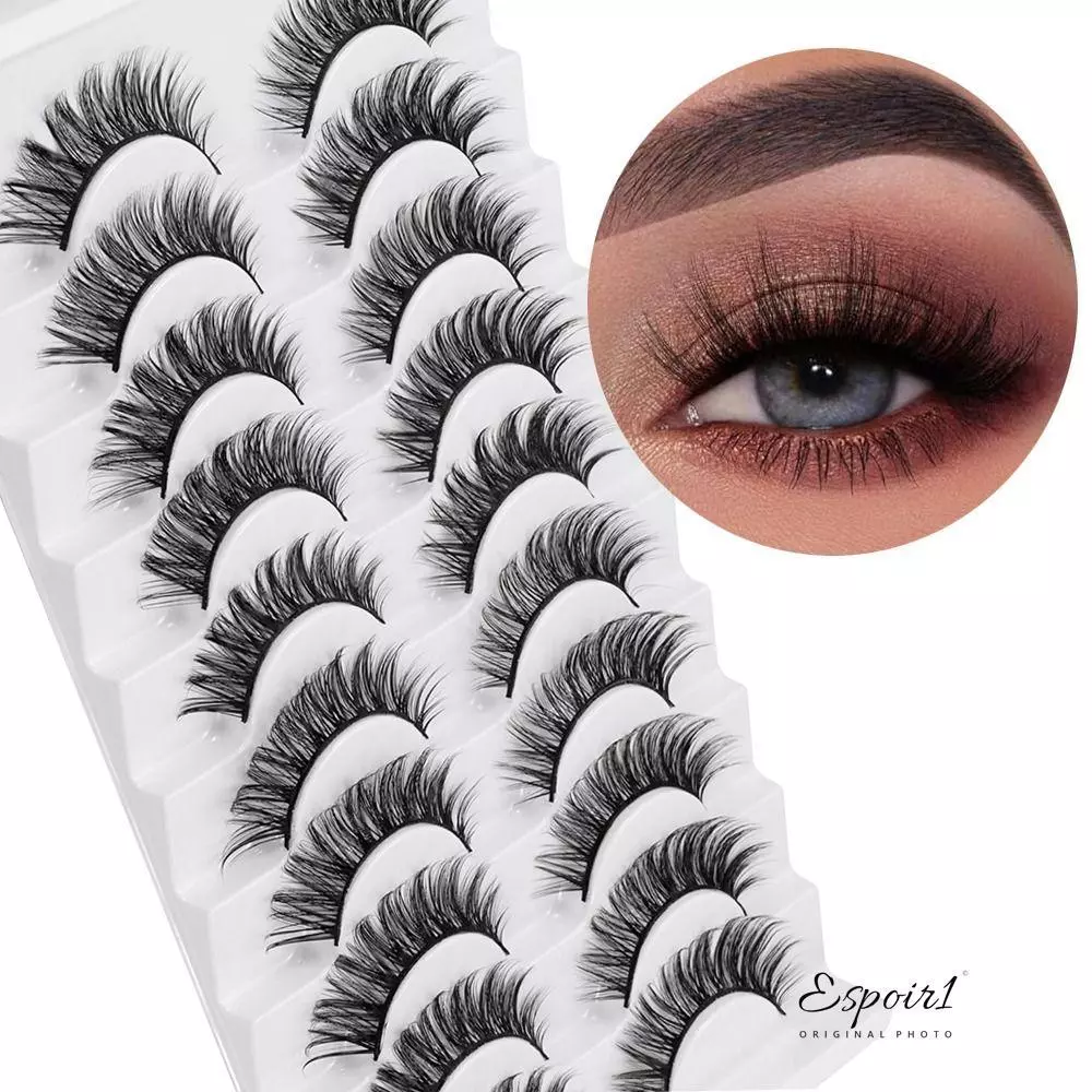 ESPOIR1 Faux Mink Lash, Natrual Long Cruelty-free ขนตาปลอม, แฟชั่นของผู้หญิง Handmade Full Strip Eye เครื่องมือแต่งหน้า Eye Lash Extension