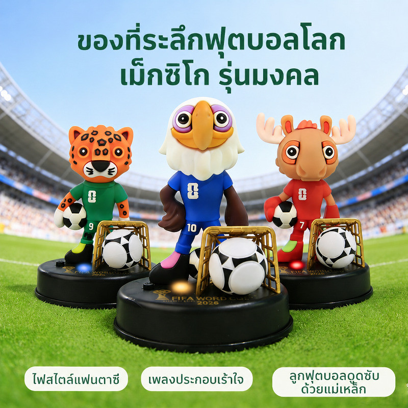 ⚽️ ลดราคาพิเศษ ⚽️ 2026ฟุตบอลโลก/มเปิล 6 ซม., คลัตช์, ซาหยู 3 ชิ้น/ฟิกเกอร์มาสคอต/คุณภาพสูงรายละเอียดสวย/ขนาดใหญ่เหมาะสะสม/ของขวัญวันเกิด/ใช้ตั้งโชว์ประดับบ้าน/ใช้เป็นของขวัญเพื่อน/ฟิกเกอร์มาสคอตฟุตบอลโลก2026