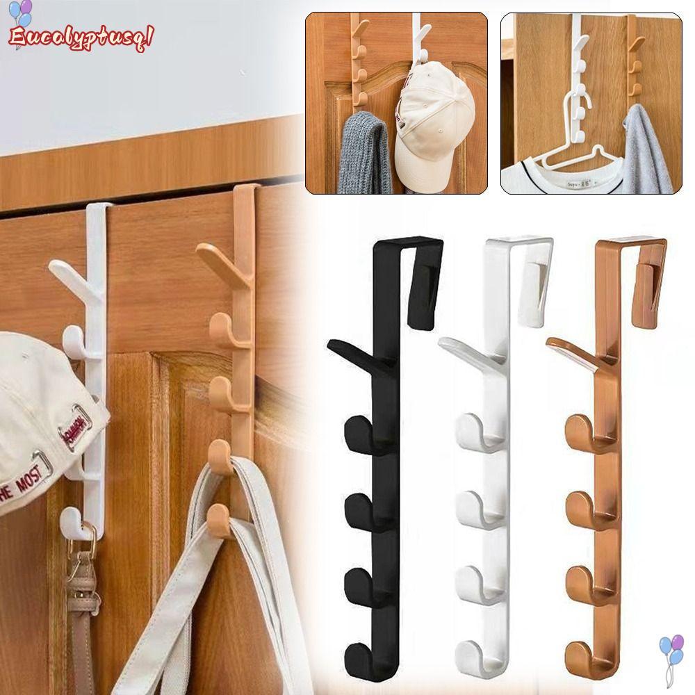 EUCALYPTUSQ1 Coat Hook, Traceless 5 Hooks ตะขอแขวนประตู, ตะขอแขวนประตูติดผนังสําหรับเสื้อผ้ากระเป๋าหมวกกระเป๋า