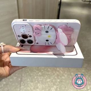 Kitty Cat Mirror Holder Casing สําหรับ OPPO Find X9 Ultra X9S X8S + X8 Pro X7 F31 F29 F21 F21S Pro Plus 5G ปกการ์ตูนน่ารัก Lateral Love Heart Soft เคสโทรศัพท์