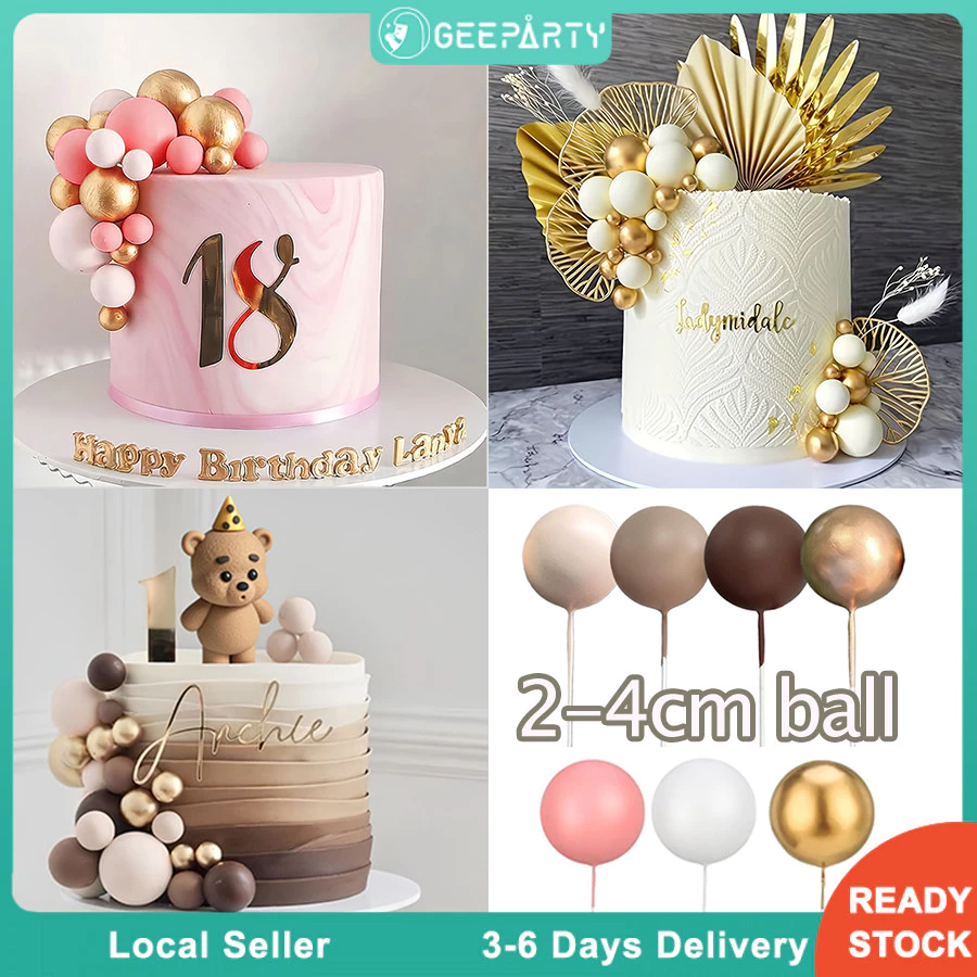 GeeParty บอลเค้ก 2-4 ซม. 24 ชิ้น ใบปาล์ม ที่ปักคัพเค้ก สำหรับตกแต่งเค้กวันเกิด ปาร์ตี้ อุปกรณ์เบเกอรี่