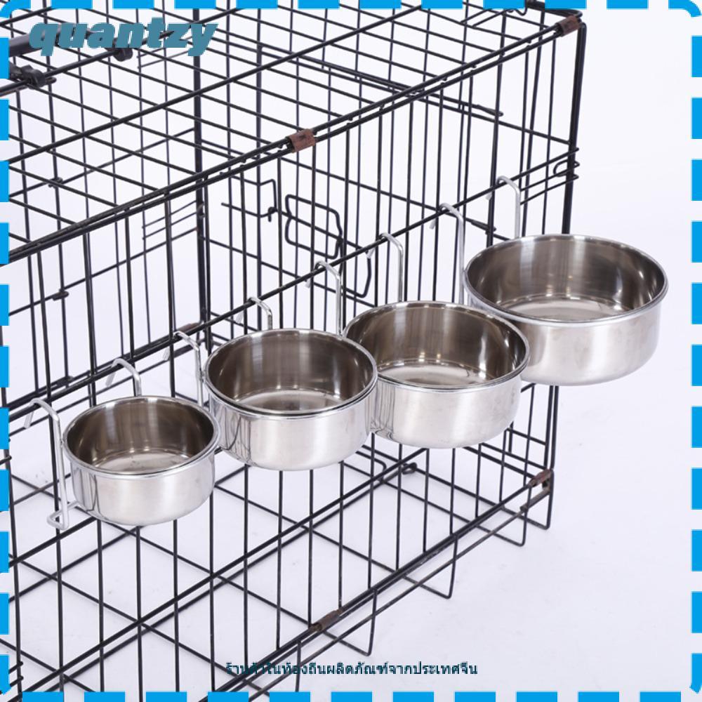 QUANTZY ชามน้ําอาหารสําหรับเดินทาง ขายร้อน Puppy Cat สแตนเลสแขวนจาน Feeder