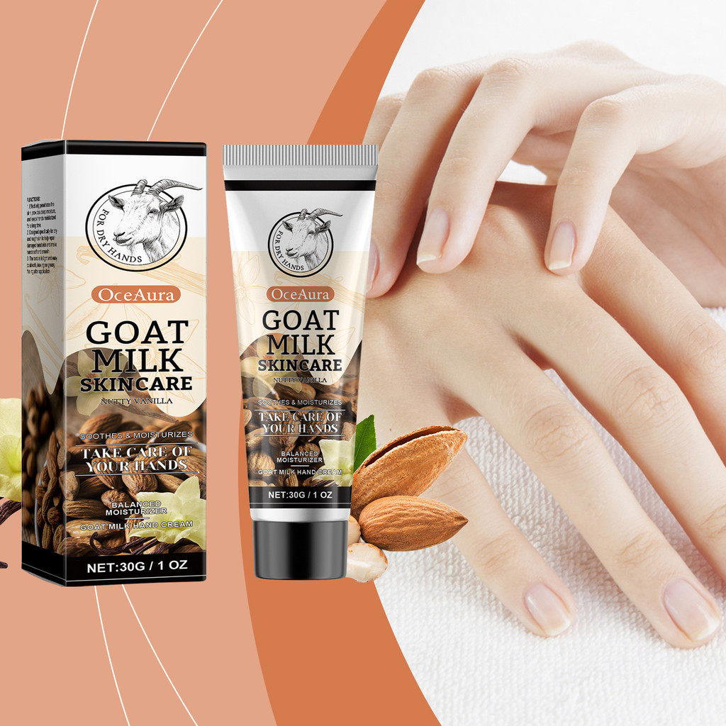 [คลังสินค้าพร้อม] OCEAURA ครีมทามือนมแพะ Nut Vanilla Daily Hand Skin Moisturizing Hand Cream WJG