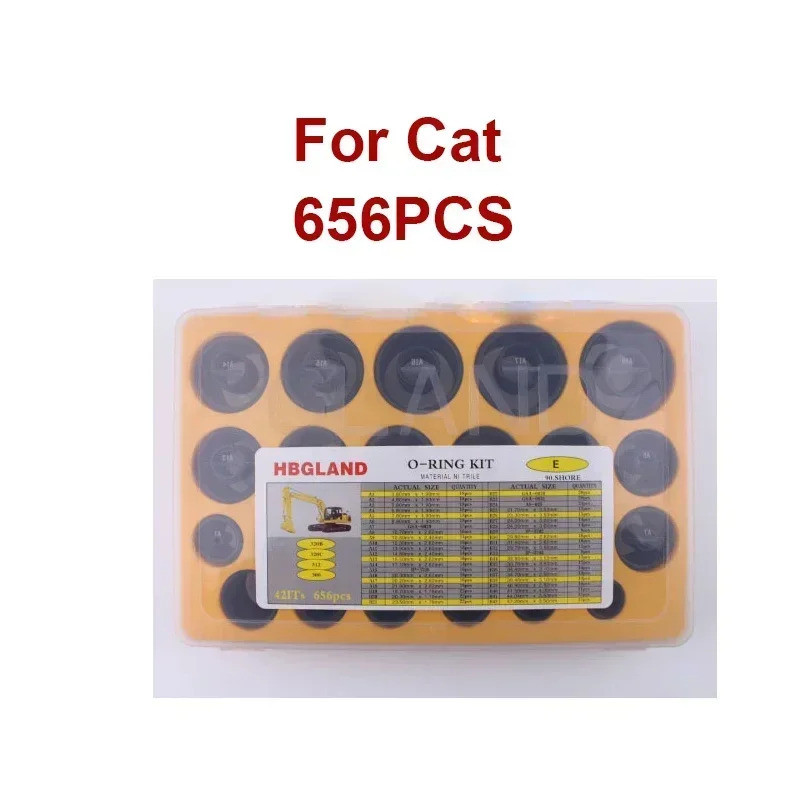 654pcs 42 ขนาดแบบพกพา O-Ring กล่องซีลชุดยาง NBR ซ่อมกล่องสําหรับ CAT E320 320B 320C 330C Excavator ซ