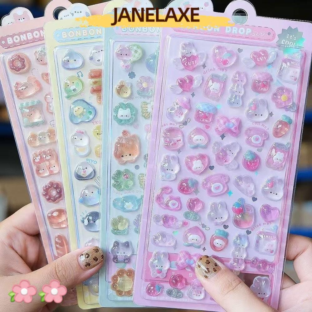 JANELAXE932JN สติกเกอร์คริสตัล, PVC DIY หัตถกรรมบรรเทาสติกเกอร์ตกแต่ง,การ์ตูนสัตว์โปร่งใสสติกเกอร์ตกแต่งโทรศัพท์โน้ตบุ๊ค Journal Planner Scrapbooking