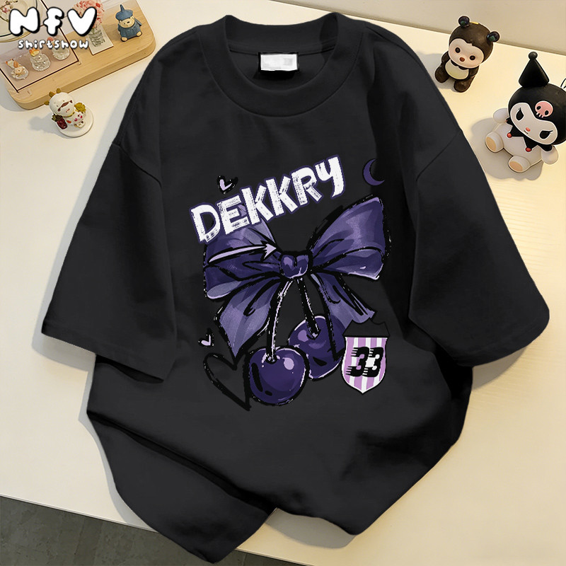 【จัดส่งตลอด 24 ชั่วโมง】NFV เสื้อยืดแขนสั้นคอกลม สไตล์เกาหลี ทรงหลวม ลายรูปหัวใจ อ่อนนุ่ม ระบายอากาศ ผ้าฝ้าย YG507