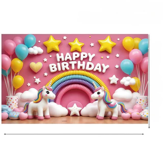 สุขสันต์วันเกิดผ้าตกแต่ง, Happy Birthdayพื้นหลังแบนเนอร์ผ้าตกแต่งผนัง วัสดุ:ผ้าโพลีเอสเตอร์