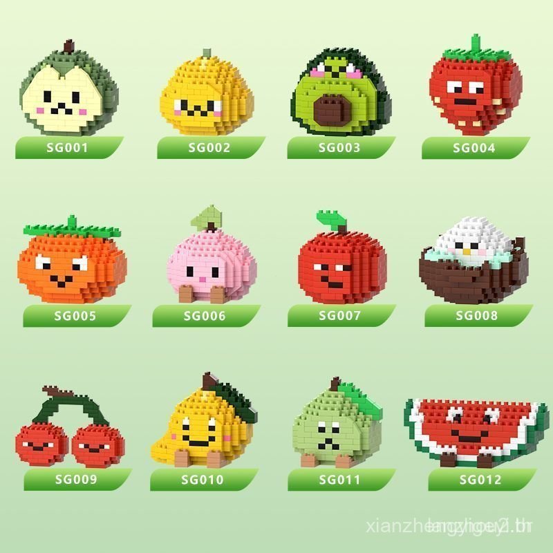 Micro-particle building blocks fruit party theme，Stress Relief Toys，Children's educational decoratio