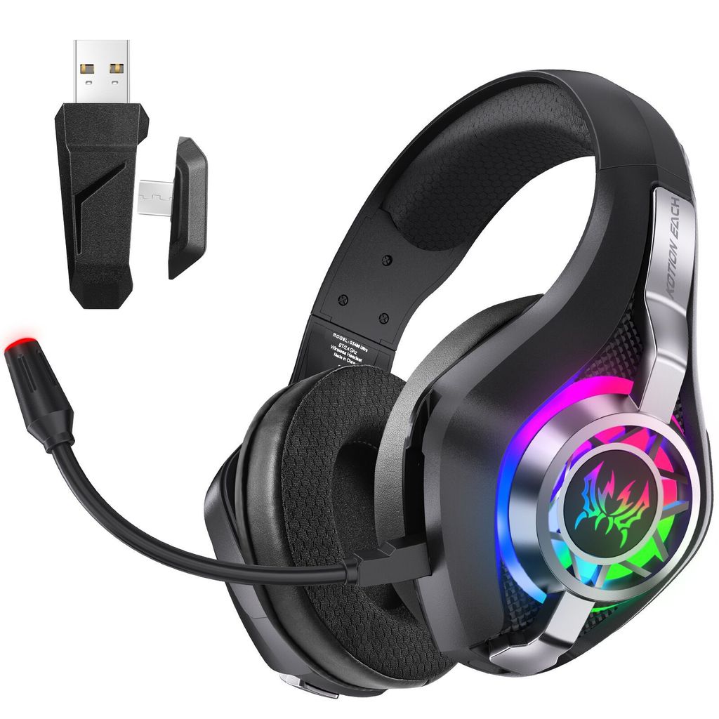 ชุดหูฟังสําหรับเล่นเกมไร้สายสําหรับ PS5/PS4/PC/Switch/Mac, หูฟังบลูทูธแบบครอบหู, ชุดหูฟังสําหรับเล่น