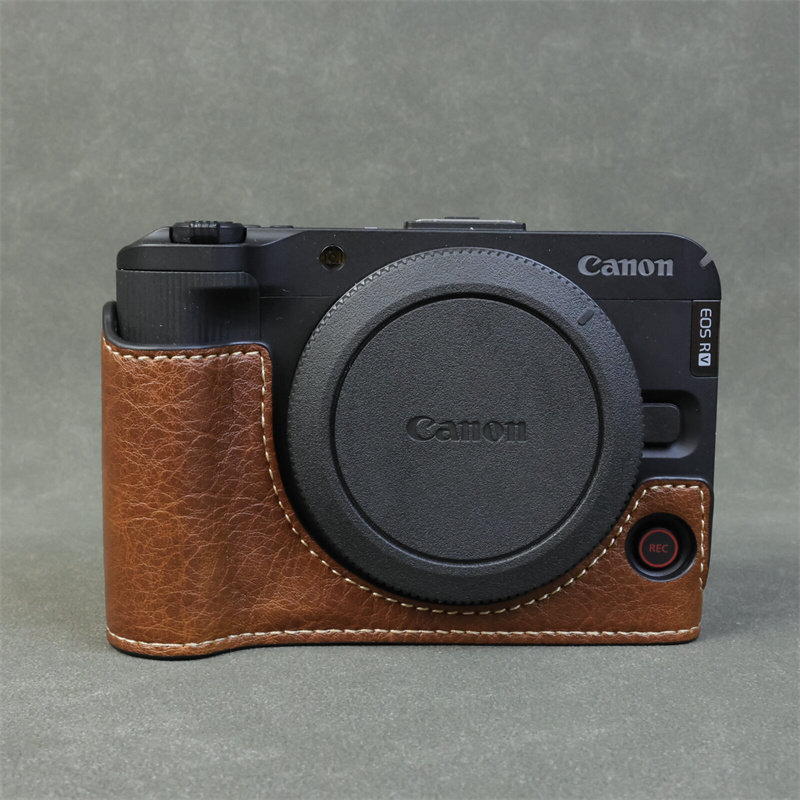 เหมาะสําหรับกระเป๋ากล้อง Canon eos r50v r50v เคสหนังป้องกัน r50v ครึ่งฝาครอบฐาน Shell