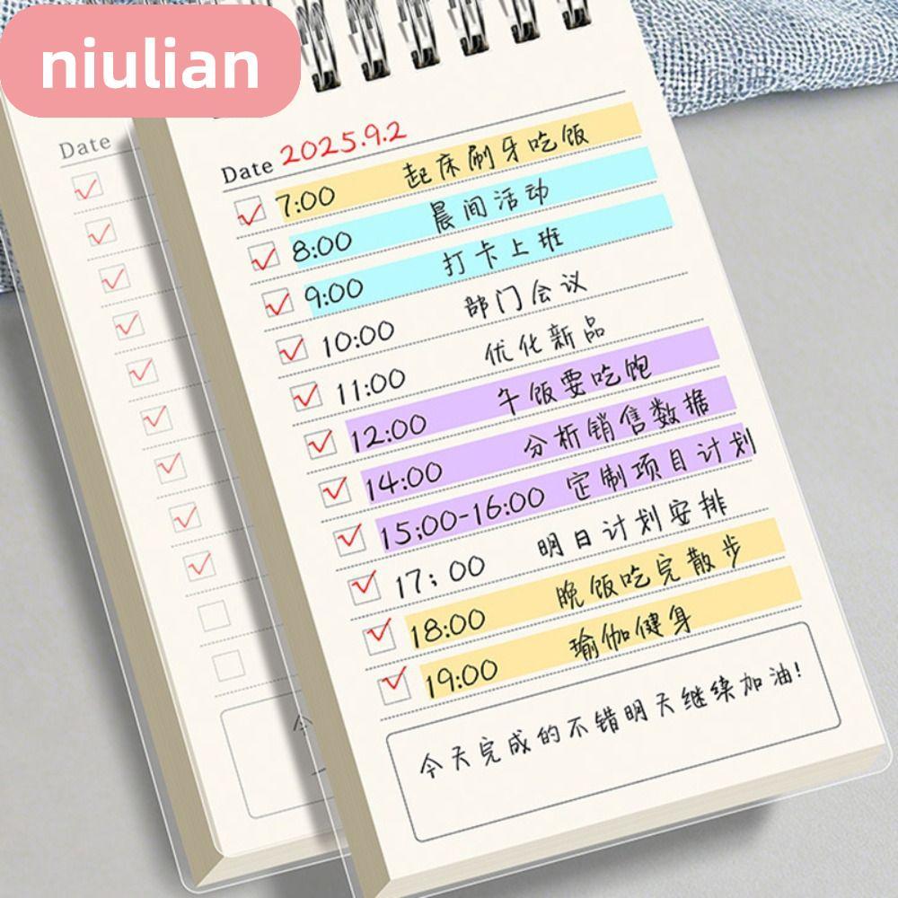 สมุดบันทึกวางแผน NIULIAN 1 ชิ้น, รายการในการแสดงออกทุกวันแบบพกพา, A6 Self-Dispipline Checkbook Habit Tracker