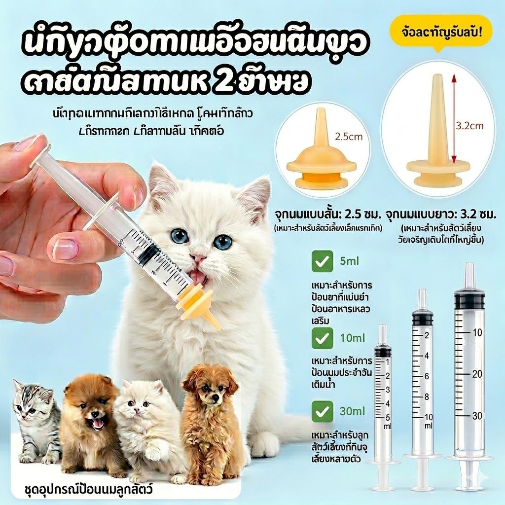 🐾พร้อมส่ง🍼จุกนมให้อาหารสัตว์เลี้ยงสากลมินิแมวซิลิโคนจุกให้อาหารสําหรับทารกแรกเกิดลูกแมวลูกสุนัขสุนัขกระต่ายสัตว์เล็ก