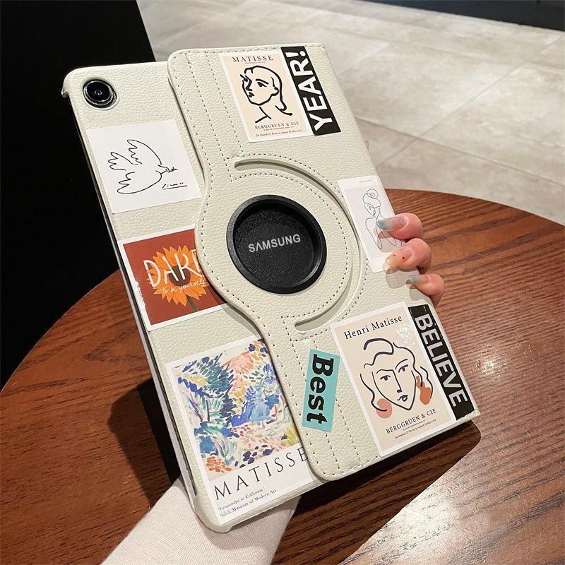 หมุนได้ 360 สติ๊กเกอร์ หนังแบบฝาพับ เคสแท็บเล็ต Tablet Case Samsung Tab A11 A9 A8 A7 A 2019 + S6 S7 S8 S9 FE S10 Lite