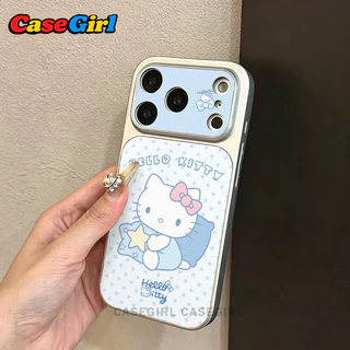เคสไอโฟน17 เหมาะสำหรับ iPhone 11 15 16 12 14 13 Pro Max 16 14 15 Plus เคสกรอบเลนส์ใหญ่ ลาย Hello Kitty ดาวสีฟ้า น่ารัก