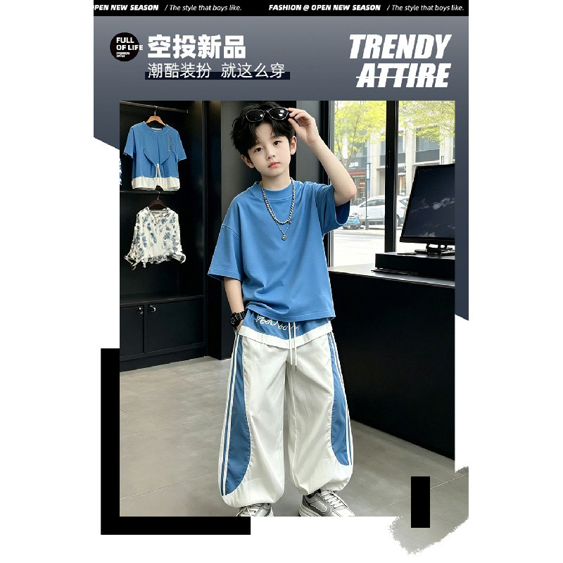 ชุดสูทเด็กชายฤดูร้อนสไตล์ใหม่ขนาดกลางขนาดใหญ่เสื้อผ้าเด็กแ รูปที่ 7