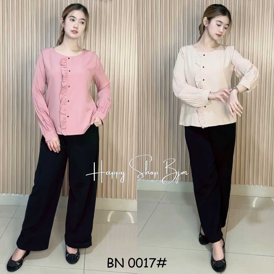 HAPPY SHOP - WOMENS TOP BN 0017 (FULL BUTTON RUFFLE) LATEST, BEAUTIFUL, SUPER COOL PLEASE SLEEVES