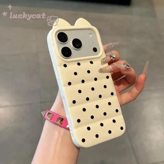 Insจุดที่มีสีสันน่ารักหูแมวนุ่มเคสโทรศัพท์สําหรับiPhone 17 16 15 14 13 12 11 Pro Max 16 15 14 Plus