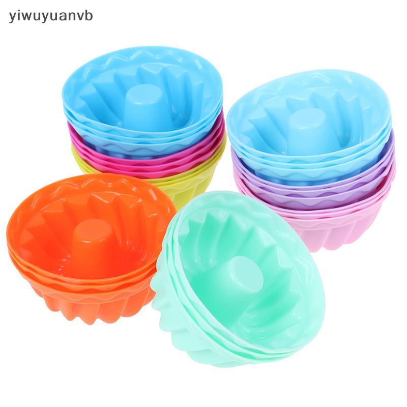 Yiwuyuanvb] 12 ชิ้น/เซ็ต Baking Jelly Mould ซิลิโคนพุดดิ้ง Cupcake มัฟฟินแม่พิมพ์โดนัทใหม่