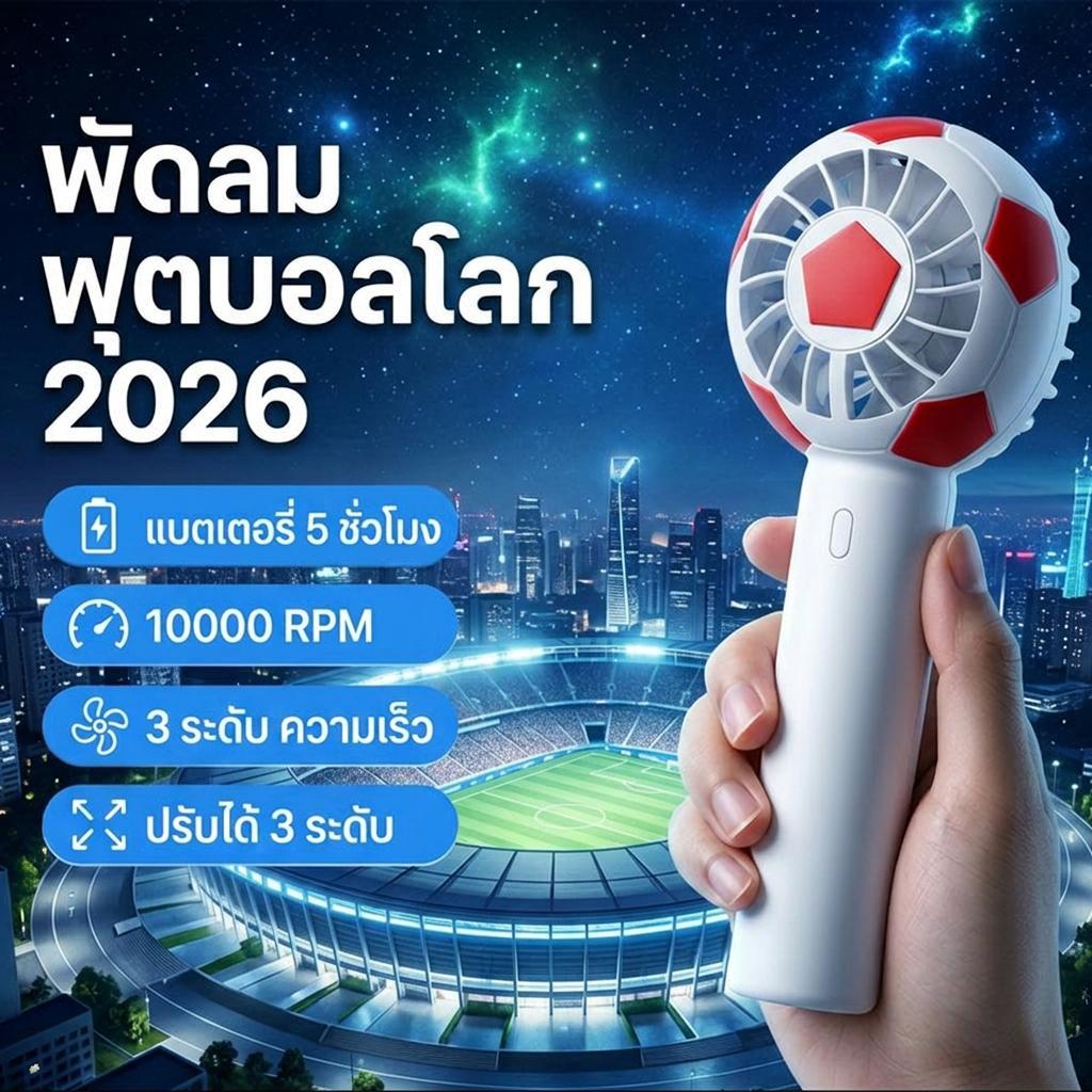 【Flash Sale】ฟุตบอลโลก 2026 พัดลมพกพา สปีดแรง 10000RPM พัดลมมือถือ Typc-C พัดลมพกพาชาร์จแบตได้ เหมาะสำหรับแฟนบอลฟุตบอลโลก