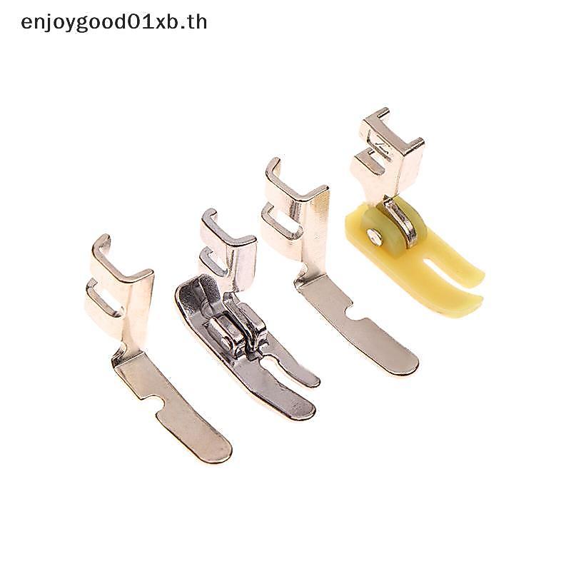 EDTH 4 ชิ้นเก่าจักรเย็บผ้าซิป Presser Foot Set (ตีนผีเหล็ก, ตีนผีพลาสติก, รูซ้ายและรูขวาด้านเดียว)