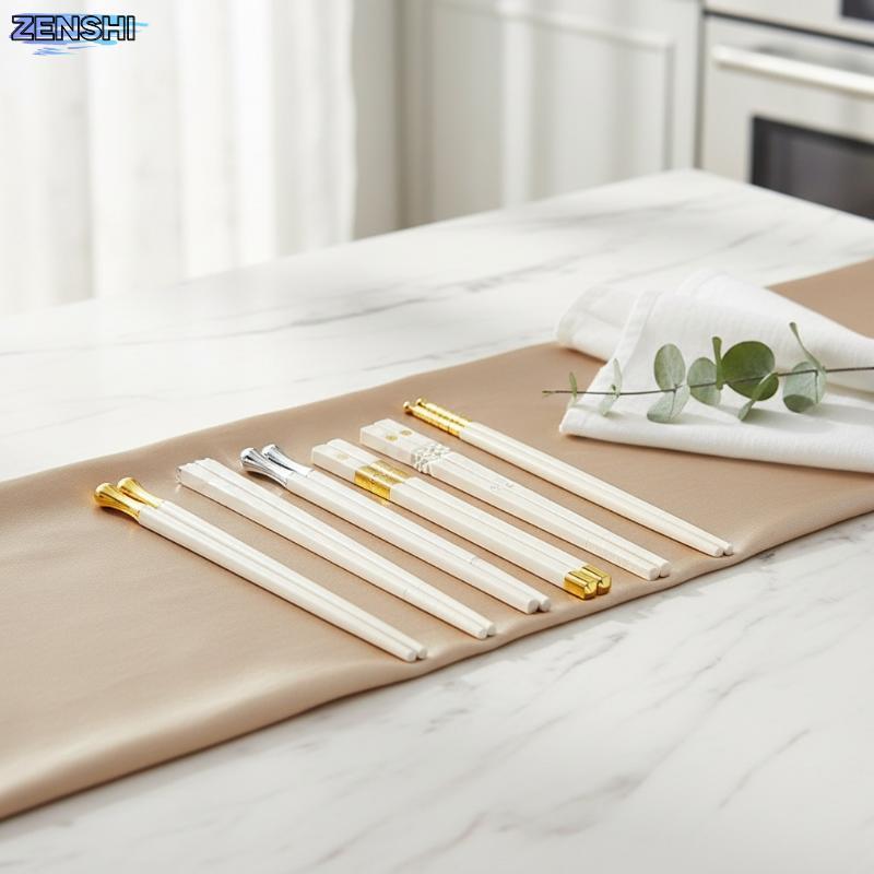 [Zen-t] 5/10Pairs Long Chopstis Sushi Stis Reusable Alloy Japanese Chopstis Set Healthy Alloy Tableware Paillos รับประทานอาหารในครัว