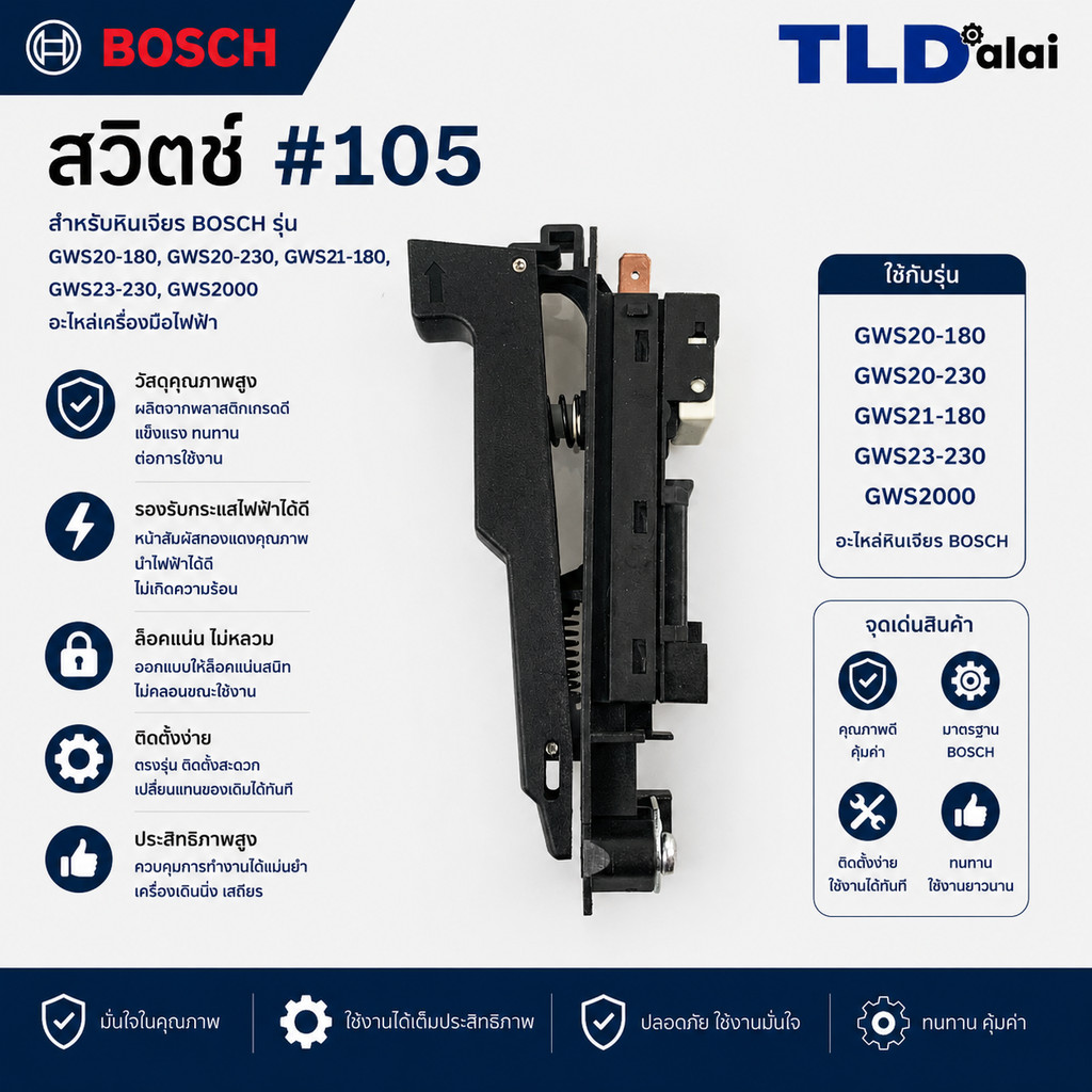 สวิทซ์ #105 หินเจียร Bosch บอช รุ่น GWS20-180, GWS20-230, GWS21-180, GWS23-230, GWS2000