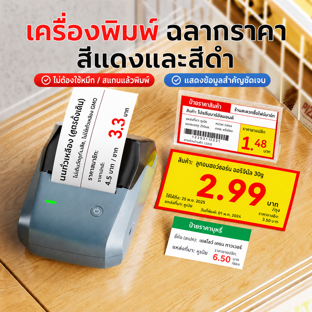 NIIMBOT B1Pro เครื่องปริ้นสติกเกอร์ 300DPI เครื่องพิมพ์ฉลาก บลูทูธ ฉลากสินค้า ป้ายราคา