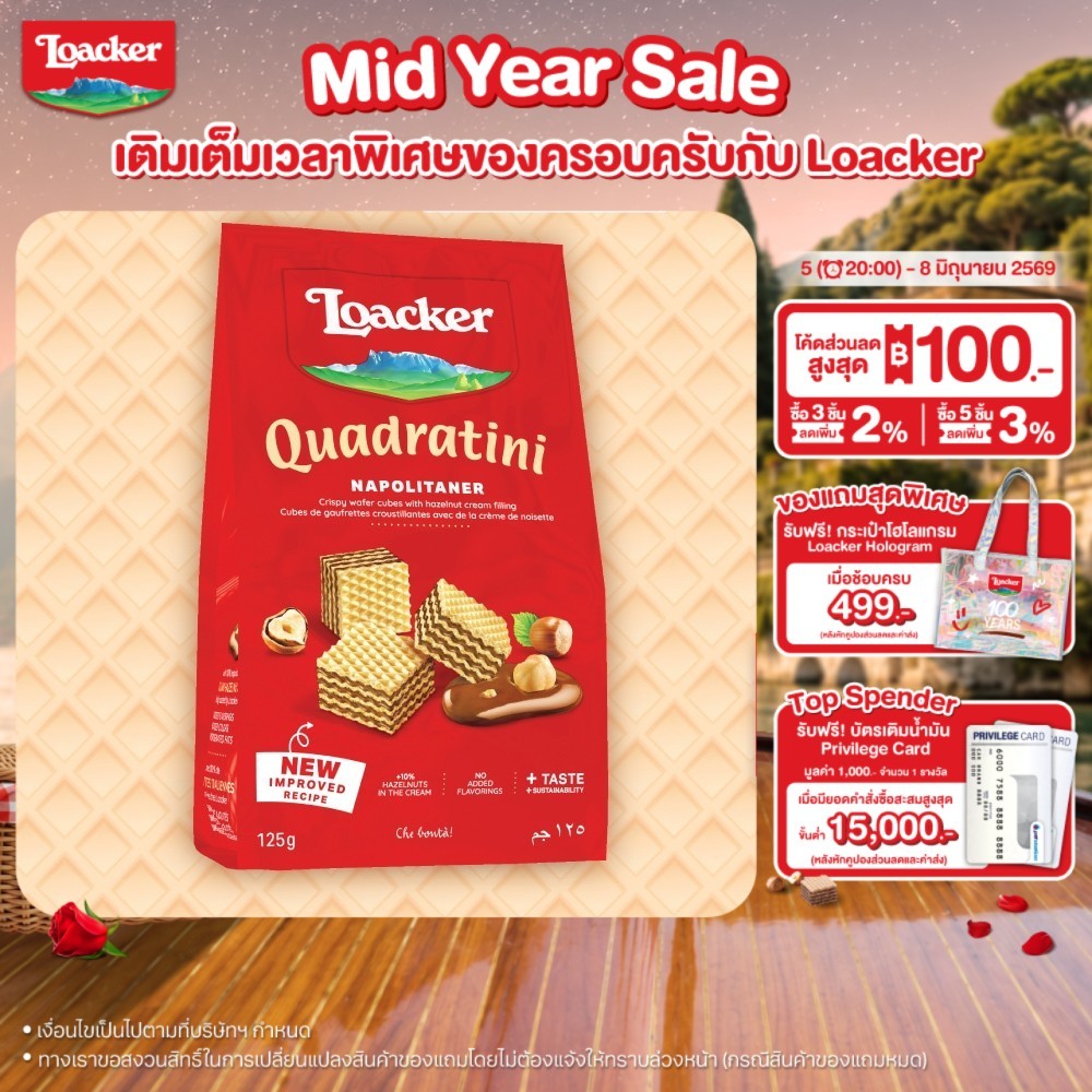 ล็อคเกอร์ ควอดราตินี นาโปลิเทนเนอร์ 125 กรัม / Loacker Quadratini Napolitaner 125 g