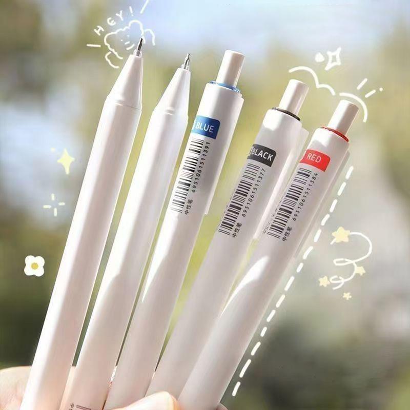 Ossayi 5pcs Retractable ปากกาเจลชุด 0.5 มม.ST Nibs สีดํา/สีฟ้า/สีแดงหมึกเติมโรงเรียนสํานักงานเขียน Rollerball ปากกาอุปกรณ์สอบเครื่องเขียน