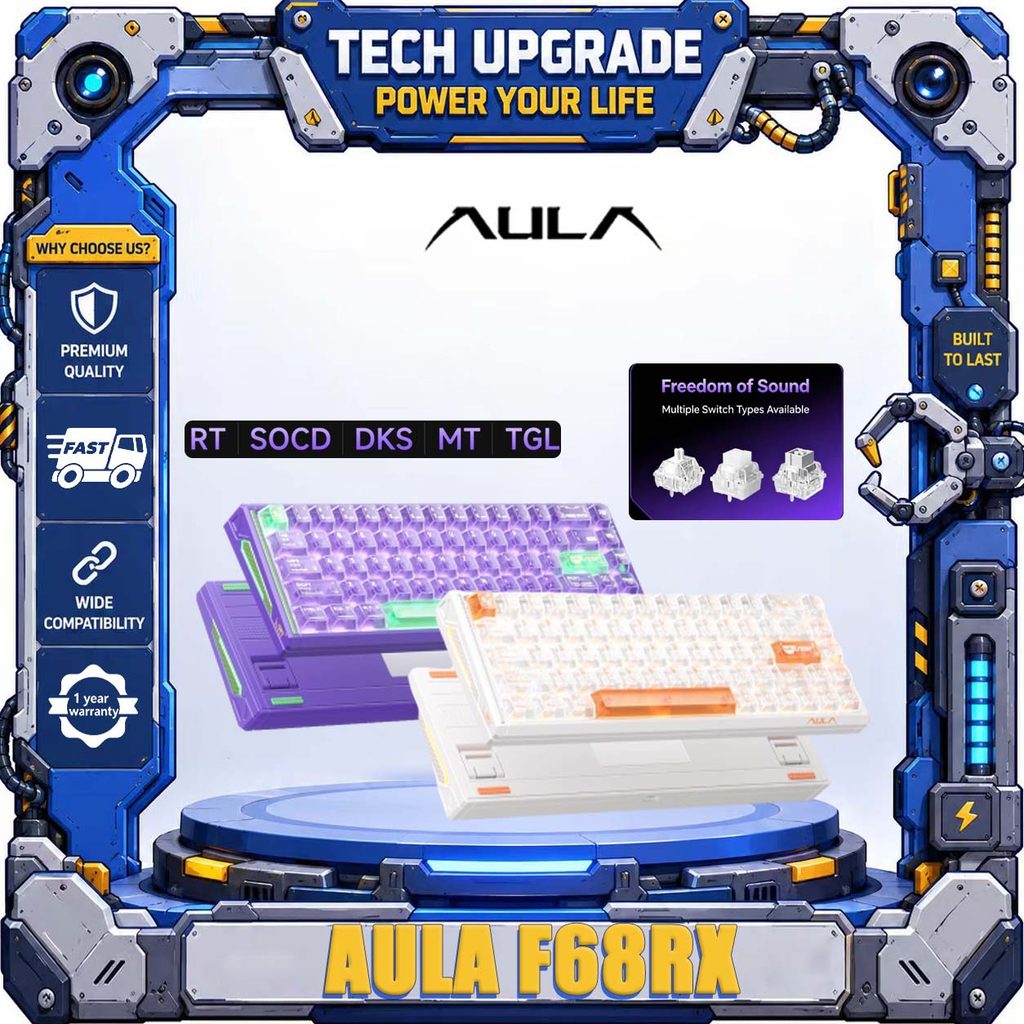 AULA F68RX รูปลักษณ์สูง RT0.001 สาย Latency ต่ํา 8K Esports เกมคีย์บอร์ดแกนแม่เหล็ก, sod,RT