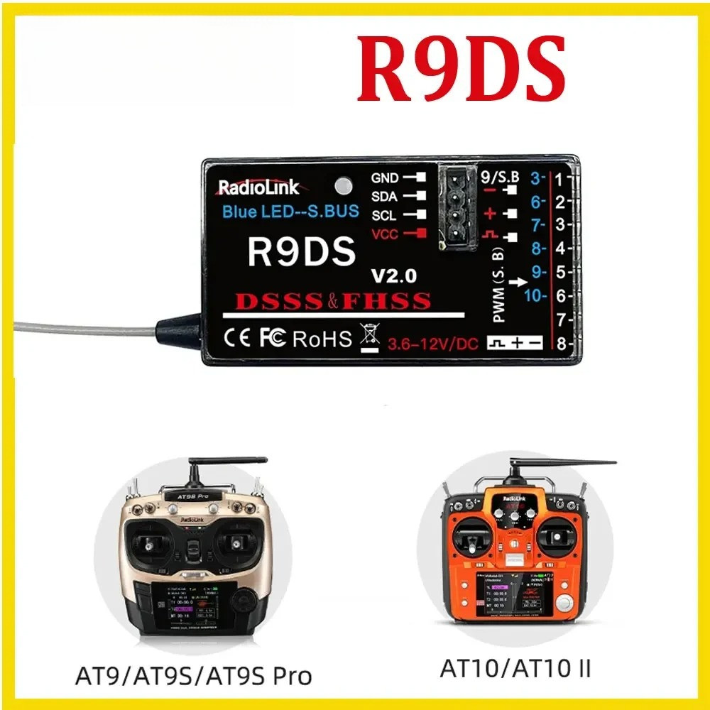 Radiolink R9DS RC ตัวรับสัญญาณ 9 ช่องข้อมูลเที่ยวบินส่ง SBUS/PWM/PPM สัญญาณใช้งานร่วมกับ AT9 AT9S AT