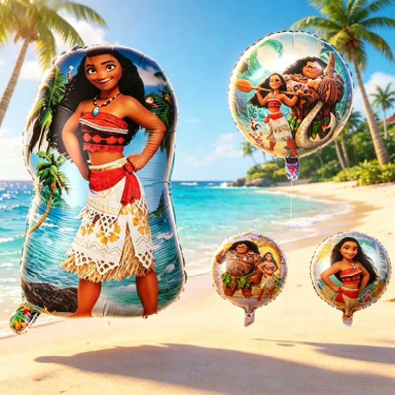 1 ชิ้น Moana Princess Moana Themed ฟอยล์บอลลูนเด็กวันเกิดตกแต่ง Moana Party Supplies