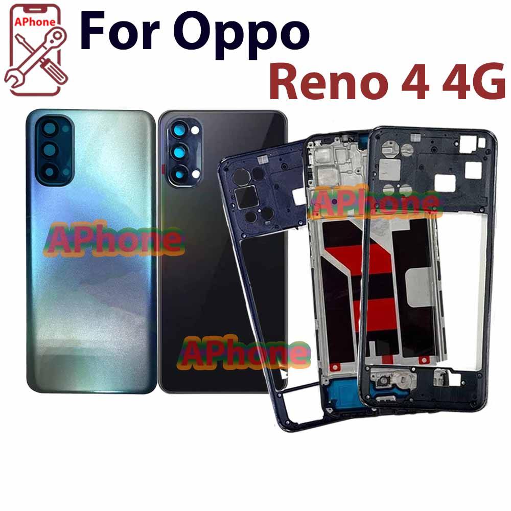 สําหรับ Oppo Reno 4 4g CPH2113 ฝาหลังที่อยู่อาศัยกรอบกลางกรอบด้านหน้า