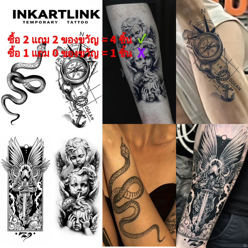 สติ๊กเกอร์รอยสักชั่วคราว Inkartlink Angelic Faith และ.Power กันน้ำ ติดทนนานถึง 15 วัน