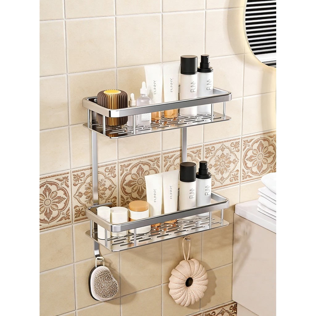 ห้องน้ํา Dedicated การเจาะ-ฟรี Rack Toilet Washstand ราวแขวนผ้าเช็ดตัว High-End แชมพู Bath Rack