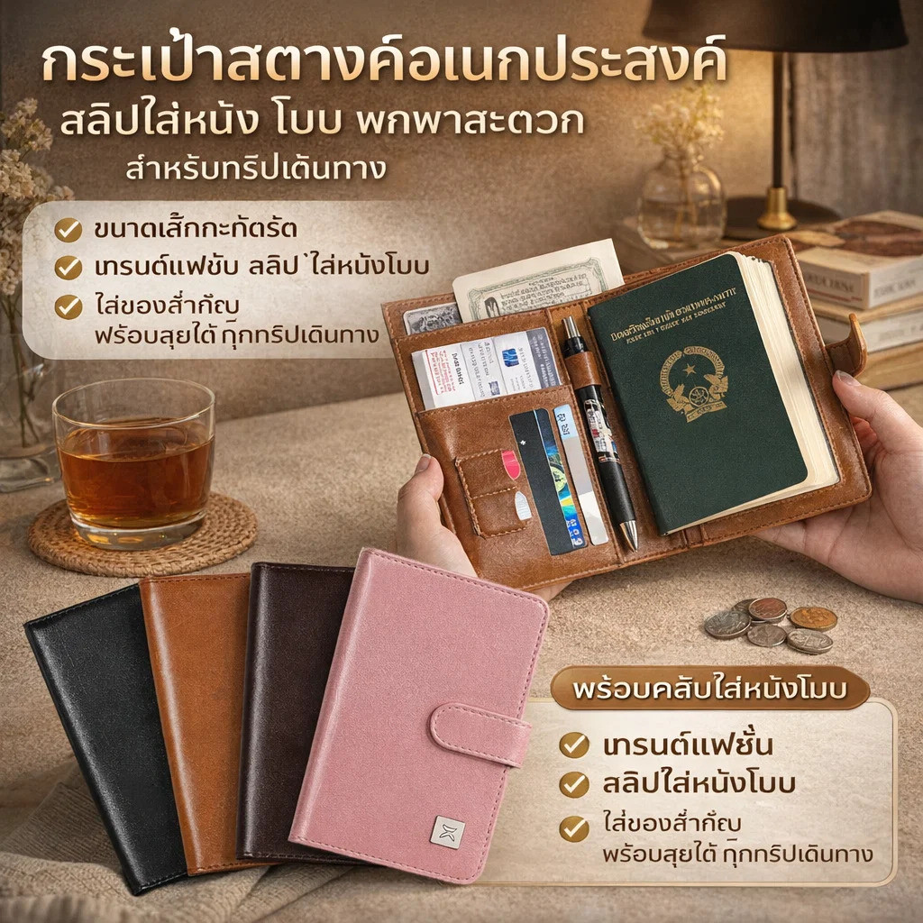 ✈️กระเป๋าพาสปอร์ตป้องกันการขโมยข้อมูล กระเป๋าสตางค์เดินทาง ป้องกัน RFID กระเป๋าใส่พาสปอร์ต ปกพาสปอร์