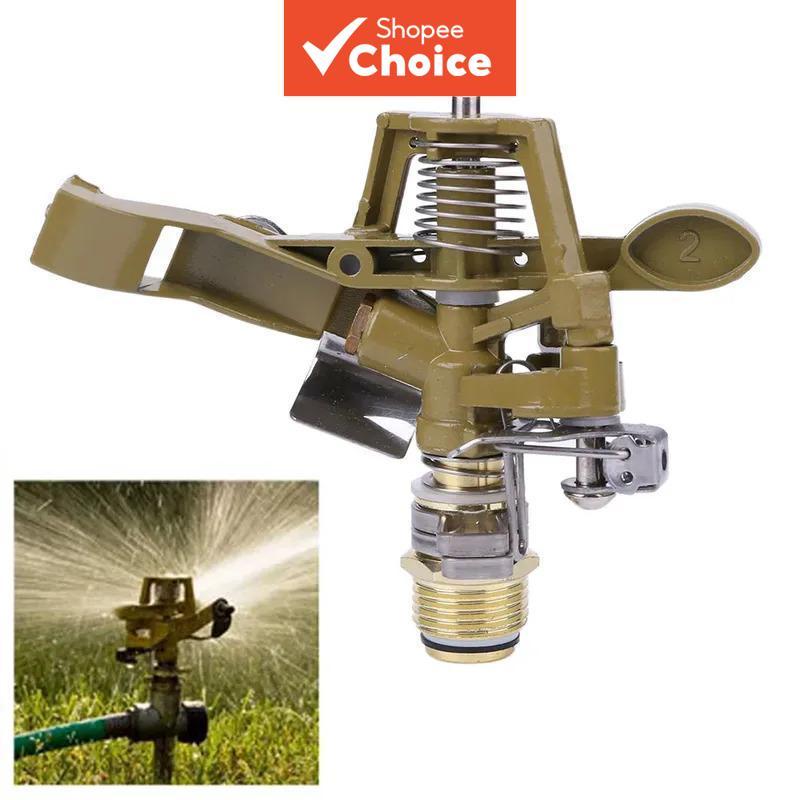 สปริงเกอร์กระแทกทองเหลือง – 1/2" เกลียวตัวผู้, หัวฉีดปรับได้, การออกแบบโยกหมุนสําหรับการรดน้ําสนามหญ้าและสวน