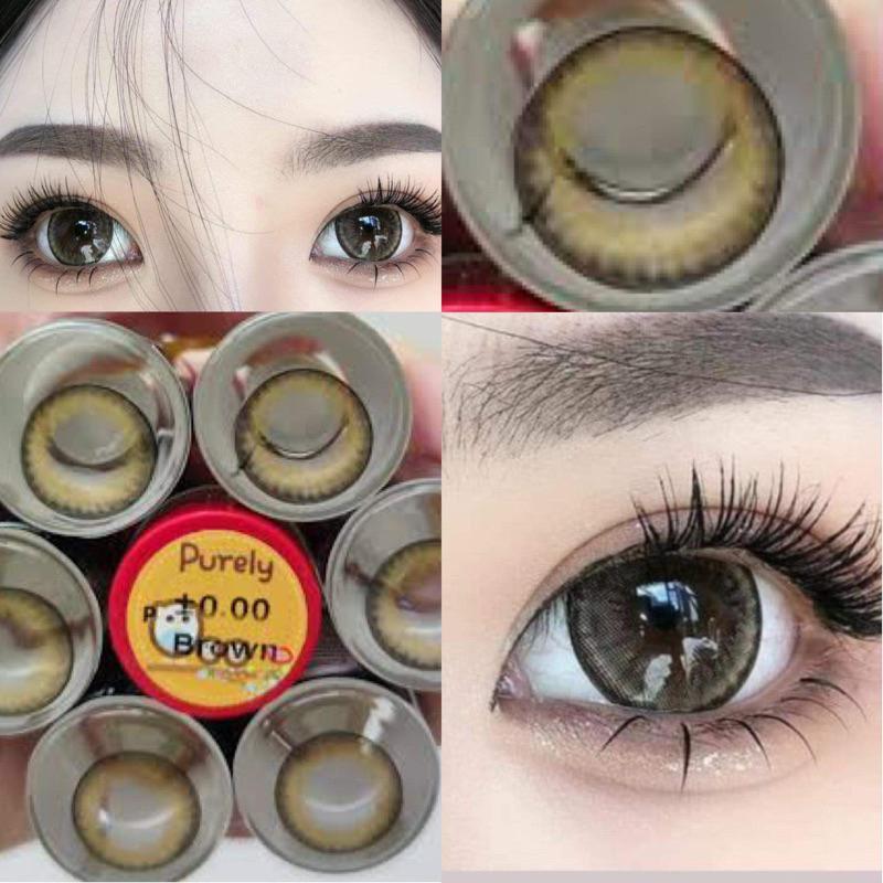 (มีปกติและสั้น) Purely Brown บิ๊กอายส์สีน้ำตาล ตาโต (Bigeyes)  คอนแทคเลนส์กรองแสง