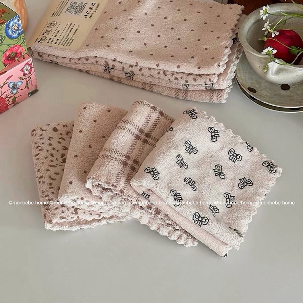 ผ้าเช็ดโต๊ะ แผ่นรองจาน ผ้าเช็ดโต๊ะ เช็ดมือ เช็ดจาน ผ้าอเนกประสงค์🧺  ผ้าสักหลาดปะการัง ดูดซับน้ำได้ดี พร้อมส่ง