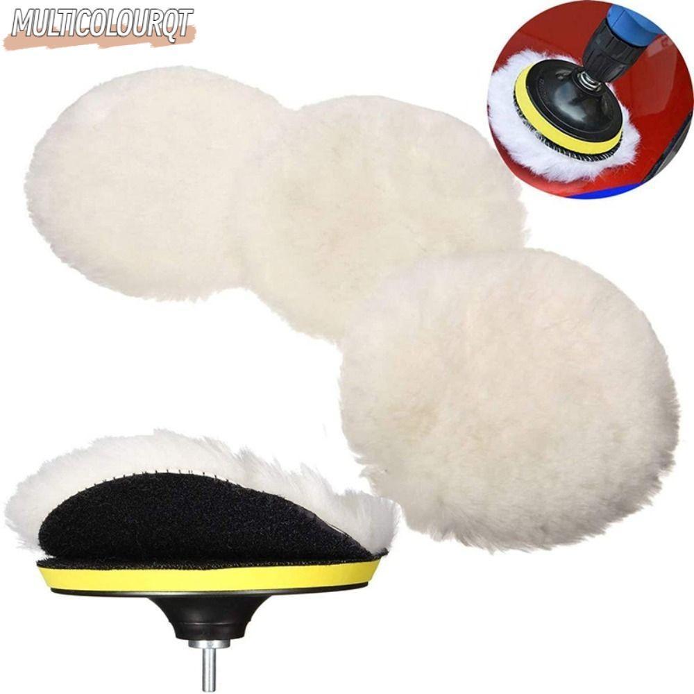 MULTICOLOURQT แผ่นขัดแบบใช้ซ้ําได้, ล้อ Faux Wool Buffing Pads, 3/4/5/6/7 นิ้วสีแว็กซ์ล้างรถ Buffing Clean Pad
