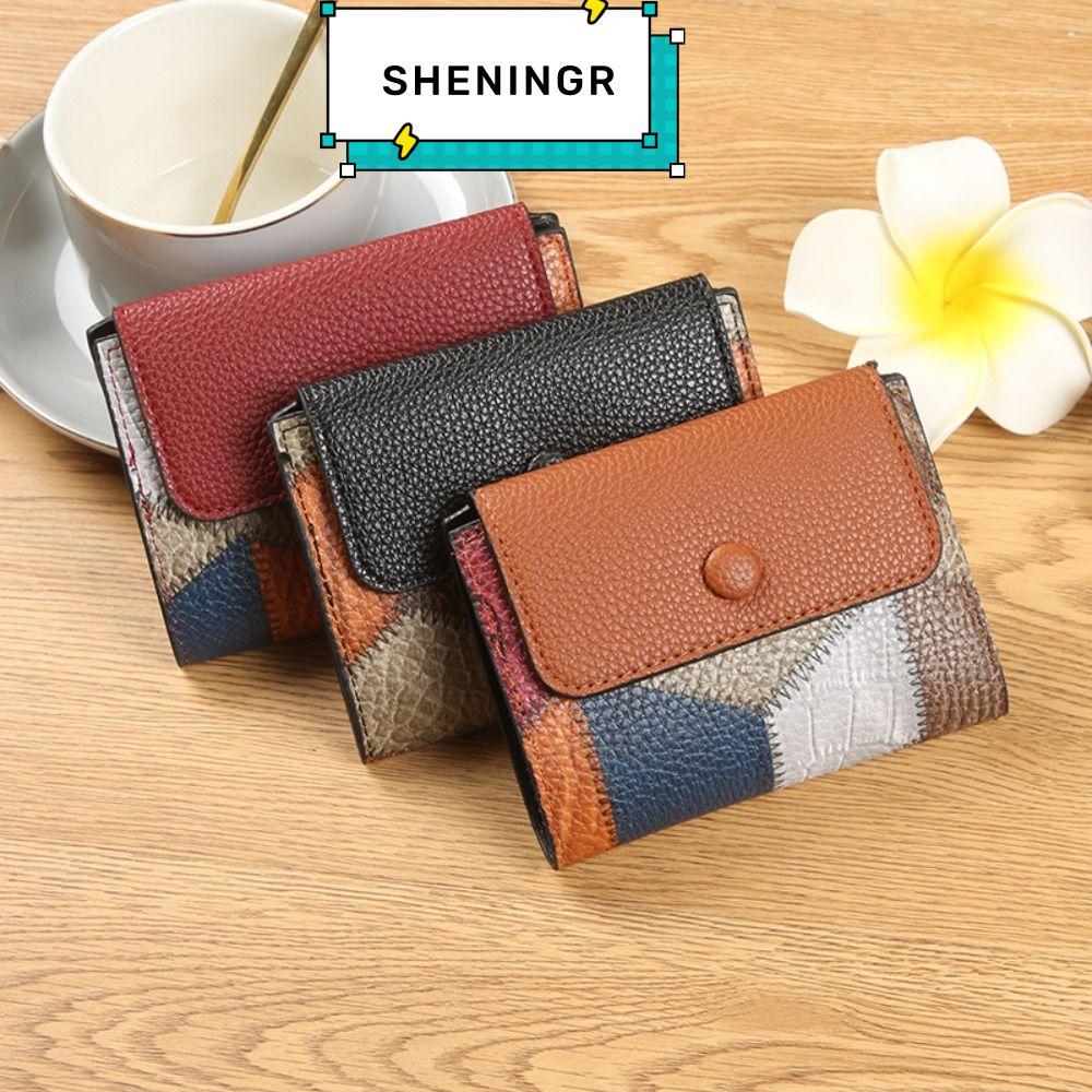 SHENING5R กระเป๋าสตางค์ใบสั้น, กระเป๋าใส่เหรียญมีซิปหนัง PU, แฟชั่นกระเป๋าเงินขนาดเล็กผู้หญิง