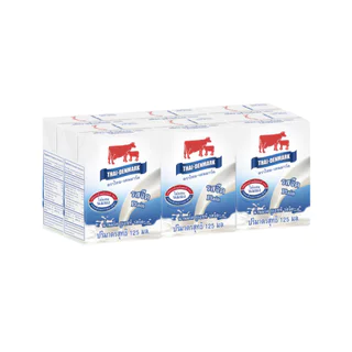 นมไทยเดนมาร์ค นม UHT (แพค) รสจืด ขนาด 125 มล นมวัวแดง กล่องจิ๋ว // Plain Milk 125 ml 6 Boxes/Pack