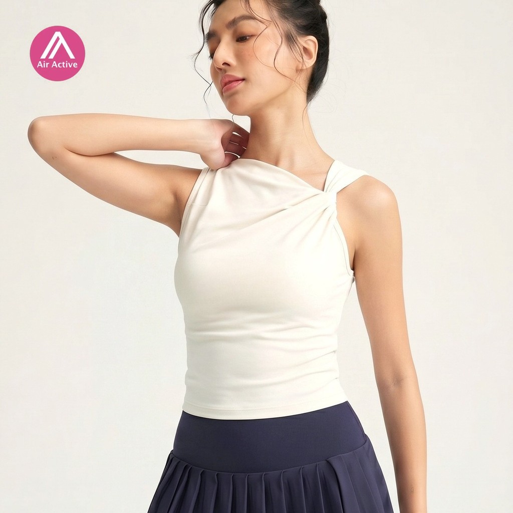 Airactive Leisure Yoga Sports T-shirt Fixed Pads Sleeveless Irregular Shoulder Strap