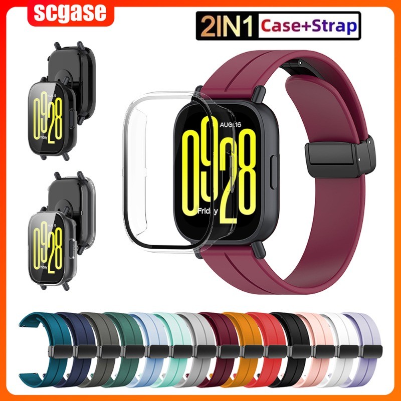 PC กระจกนิรภัย + สายคล้องสําหรับ Redmi Watch 5 Active/5 Lite สายรัดข้อมือแม่เหล็กสําหรับ Redmi Watch 5 Lite กรณี