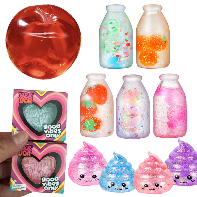 Needoh Squishy Toy Heart Bottle Shape Stress Relief Fidget Toy