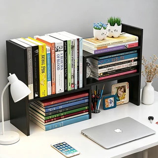ชั้นวางหนังสือตั้งโต๊ะ ตกแต่งโต๊ะทํางาน สีขาวสไตล์มินิมอ ชั้นวางอเนกประสงค์ ความเรียบง่าย ชั้นวางหนังสือ 2 สีให้เลือก