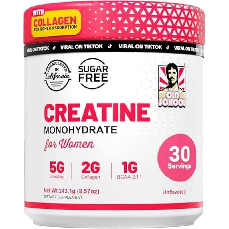 Old School Labs Creatine สําหรับผู้หญิง – อาหารเสริม Post-Workout พร้อมผง Creatine Monohydrate 5000m