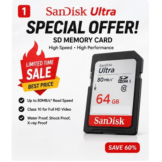 SANDISK กล้อง Digital Maxs236SanDisk Ultra SD การ์ดหน่วยความจําที่เก็บกล้องการ์ดจัดการ